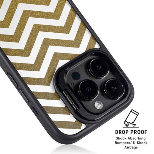 Gold Chevron iPhone 15 Pro Kickstand Case